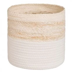 Maisons Du Monde Paniers Et Corbeilles 2 Corbeilles En Vannerie Et Coton Blanc -Accessoires de cheminée Soldes 2 corbeilles en vannerie et coton blanc 1000 16 4 173229 2