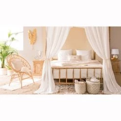 Maisons Du Monde Paniers Et Corbeilles 2 Corbeilles En Vannerie Et Coton Blanc -Accessoires de cheminée Soldes 2 corbeilles en vannerie et coton blanc 1000 16 4 173229 5