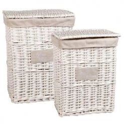 Maisons Du Monde Paniers Et Corbeilles 2 Paniers à Linge En Rotin Et Lin -Accessoires de cheminée Soldes 2 paniers a linge en rotin et lin 1000 0 3 178517 5