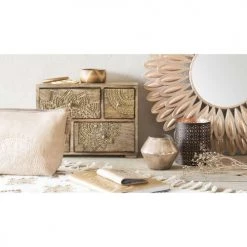 Maisons Du Monde Boîtes Boîte 4 Tiroirs En Manguier à Motifs Dorés -Accessoires de cheminée Soldes boite 4 tiroirs en manguier a motifs dores 1000 5 38 164038 4