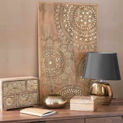 Maisons Du Monde Boîtes Boîte 4 Tiroirs En Manguier à Motifs Dorés -Accessoires de cheminée Soldes boite 4 tiroirs en manguier a motifs dores 1000 5 38 164038 6