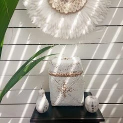 My Bliss Home Paniers Et Corbeilles Boîte Balinaise Blanche H23 X L17cm -Accessoires de cheminée Soldes boite balinaise blanche h23 x l17cm 5