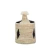 HYDILE Paniers Et Corbeilles Boîte Berbère En Laine Et Osier Motif Noir -Accessoires de cheminée Soldes boite berbere en laine et osier motif noir
