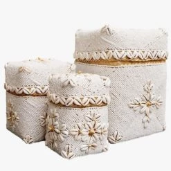 My Bliss Home Paniers Et Corbeilles Boîte Blanche En Bambou L20 X H30 Cm -Accessoires de cheminée Soldes boite blanche en bambou l20 x h30 cm 1