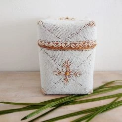 My Bliss Home Paniers Et Corbeilles Boîte Blanche En Bambou L20 X H30 Cm -Accessoires de cheminée Soldes boite blanche en bambou l20 x h30 cm 4