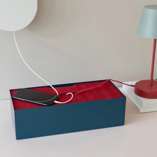 Remember Boîtes Boite Cache Câble 38x16x11cm Métal Bleu 4 Remember Boîtes Boite Cache Câble 38x16x11cm Métal Bleu – Image 2