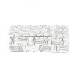 Compactor Boîtes Boîte De Rangement Blanche En Sangles Tressées 21x12cm -Accessoires de cheminée Soldes boite de rangement blanche en sangles tressees 21x12cm 2