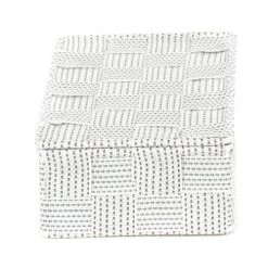 Compactor Boîtes Boîte De Rangement Blanche En Sangles Tressées 21x12cm -Accessoires de cheminée Soldes boite de rangement blanche en sangles tressees 21x12cm 3