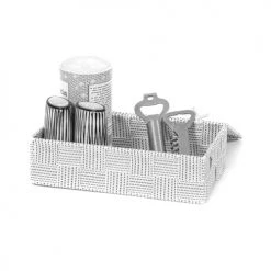 Compactor Boîtes Boîte De Rangement Blanche En Sangles Tressées 21x12cm -Accessoires de cheminée Soldes boite de rangement blanche en sangles tressees 21x12cm 5