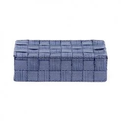 Compactor Boîtes Boîte De Rangement Bleue En Sangles Tressées 21x12cm -Accessoires de cheminée Soldes boite de rangement bleue en sangles tressees 21x12cm 2
