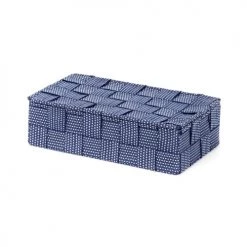 Compactor Boîtes Boîte De Rangement Bleue En Sangles Tressées 21x12cm