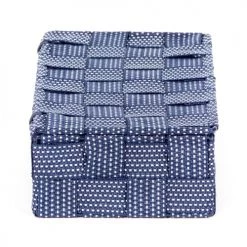 Compactor Boîtes Boîte De Rangement Bleue En Sangles Tressées 21x12cm -Accessoires de cheminée Soldes boite de rangement bleue en sangles tressees 21x12cm 3