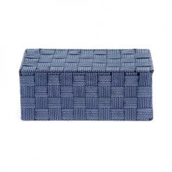 Compactor Boîtes Boîte De Rangement Bleue En Sangles Tressées 27x15cm -Accessoires de cheminée Soldes boite de rangement bleue en sangles tressees 27x15cm 2