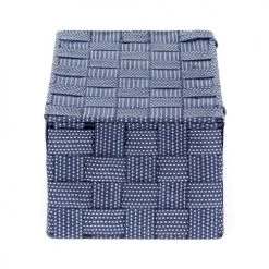Compactor Boîtes Boîte De Rangement Bleue En Sangles Tressées 27x15cm -Accessoires de cheminée Soldes boite de rangement bleue en sangles tressees 27x15cm 5
