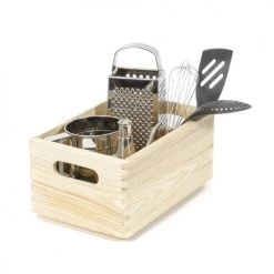 Compactor Boîtes Boîte De Rangement En Bois Naturel 2 Poignées 30x20cm -Accessoires de cheminée Soldes boite de rangement en bois naturel 2 poignees 30x20cm 3