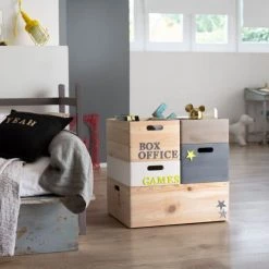 Compactor Boîtes Boîte De Rangement En Bois Naturel 2 Poignées 30x20cm -Accessoires de cheminée Soldes boite de rangement en bois naturel 2 poignees 30x20cm 5