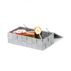 Compactor Boîtes Boîte De Rangement Grise En Sangles Tressées 21x12cm -Accessoires de cheminée Soldes boite de rangement grise en sangles tressees 21x12cm 5