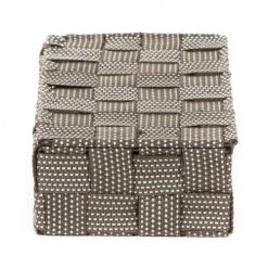 Compactor Boîtes Boîte De Rangement Marron En Sangles Tressées 21x12cm -Accessoires de cheminée Soldes boite de rangement marron en sangles tressees 21x12cm 2