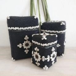 My Bliss Home Paniers Et Corbeilles Boite Décorative Noire En Bambou L20xH30 Cm -Accessoires de cheminée Soldes boite decorative noire en bambou l20xh30 cm 2