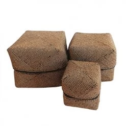 My Bliss Home Paniers Et Corbeilles Boite En Bambou Dorée L18 X H15 Cm -Accessoires de cheminée Soldes boite en bambou doree l18 x h15 cm 1