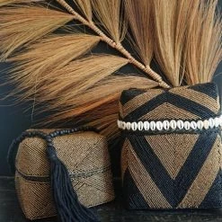 My Bliss Home Paniers Et Corbeilles Boite En Bambou Dorée L18 X H15 Cm -Accessoires de cheminée Soldes boite en bambou doree l18 x h15 cm 2