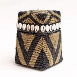 My Bliss Home Paniers Et Corbeilles Boîte En Bambou Et Perles De Verre H17 X L12 Cm -Accessoires de cheminée Soldes boite en bambou et perles de verre h17 x l12 cm 2