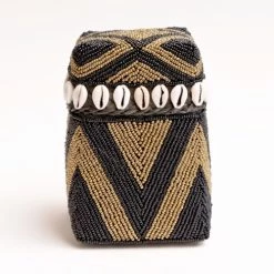 My Bliss Home Paniers Et Corbeilles Boîte En Bambou Et Perles De Verre H17 X L12 Cm -Accessoires de cheminée Soldes boite en bambou et perles de verre h17 x l12 cm 3