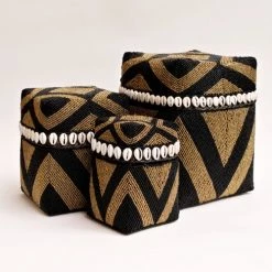 My Bliss Home Paniers Et Corbeilles Boîte En Bambou Et Perles De Verre H17 X L12 Cm -Accessoires de cheminée Soldes boite en bambou et perles de verre h17 x l12 cm 4