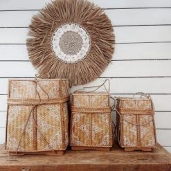 My Bliss Home Paniers Et Corbeilles Boîte En Bambou Lot De 3 -Accessoires de cheminée Soldes boite en bambou lot de 3 1