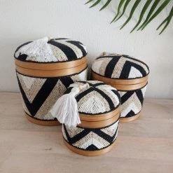 My Bliss Home Paniers Et Corbeilles Boîte En Bambou Multicolore D15 X H16 Cm -Accessoires de cheminée Soldes boite en bambou multicolore d15 x h16 cm 1