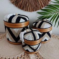 My Bliss Home Paniers Et Corbeilles Boîte En Bambou Multicolore D15 X H16 Cm -Accessoires de cheminée Soldes boite en bambou multicolore d15 x h16 cm 2