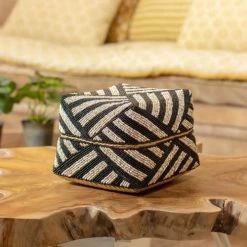 Now’s Home Boîtes Boite En Bambou Ornée De Perles -Accessoires de cheminée Soldes boite en bambou ornee de perles 1