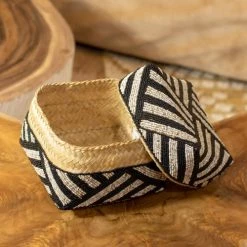 Now’s Home Boîtes Boite En Bambou Ornée De Perles -Accessoires de cheminée Soldes boite en bambou ornee de perles 4