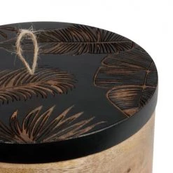 Maisons Du Monde Boîtes Boîte En Bois De Manguier Et Couvercle Noir à Motifs -Accessoires de cheminée Soldes boite en bois de manguier et couvercle noir a motifs 1000 3 29 221224 3