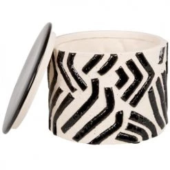 Maisons Du Monde Boîtes Boîte En Grès Noir Et Ecru -Accessoires de cheminée Soldes boite en gres noir et ecru 1000 9 21 226874 2