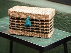 Maisons Du Monde Boîtes Boîte En Jonc De Mer Beige, Vert Et Bleu -Accessoires de cheminée Soldes boite en jonc de mer beige vert et bleu 1000 13 38 226317 3