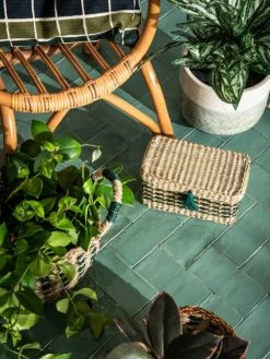 Maisons Du Monde Boîtes Boîte En Jonc De Mer Beige, Vert Et Bleu -Accessoires de cheminée Soldes boite en jonc de mer beige vert et bleu 1000 13 38 226317 4