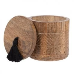 Maisons Du Monde Boîtes Boîte En Manguier à Pompon Noir -Accessoires de cheminée Soldes boite en manguier a pompon noir 1000 10 32 208107 2