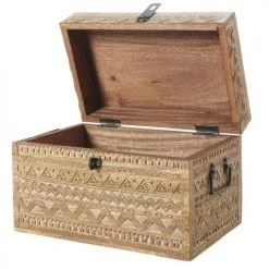 Maisons Du Monde Boîtes Boîte En Manguier Gravé Motifs Graphiques -Accessoires de cheminée Soldes boite en manguier grave motifs graphiques 1000 3 23 190386 3