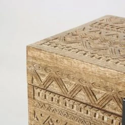 Maisons Du Monde Boîtes Boîte En Manguier Gravé Motifs Graphiques -Accessoires de cheminée Soldes boite en manguier grave motifs graphiques 1000 3 23 190386 4