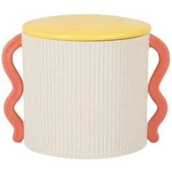 Maisons Du Monde Boîtes Boîte En Porcelaine Blanche, Jaune Et Rose