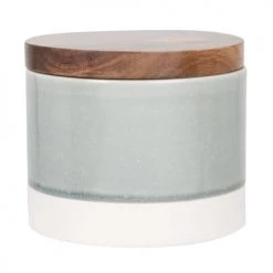Maisons Du Monde Boîtes Boîte En Porcelaine Bleue Et Blanc, Et Bois D'acacia Marron
