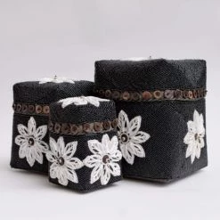 My Bliss Home Paniers Et Corbeilles Boîte Noire En Bambou 12 X 17 Cm -Accessoires de cheminée Soldes boite noire en bambou 12 x 17 cm 3