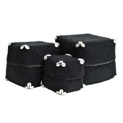 My Bliss Home Paniers Et Corbeilles Boîte Noire En Bambou 18 X 15 Cm -Accessoires de cheminée Soldes boite noire en bambou 18 x 15 cm 1