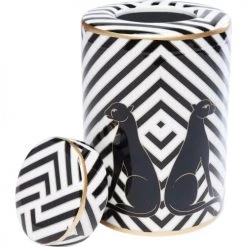 Kare Design Boîtes Boîte Noire Et Blanche Panthères En Porcelaine D15 -Accessoires de cheminée Soldes boite noire et blanche pantheres en porcelaine d15 3