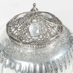 Maisons Du Monde Boîtes Boîte Ronde En Verre Argenté -Accessoires de cheminée Soldes boite ronde en verre argente 1000 10 17 160983 3