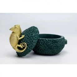 Kare Design Boîtes Boîte Verte Caméléon Doré En Polyrésine H20 -Accessoires de cheminée Soldes boite verte cameleon dore en polyresine h20 2