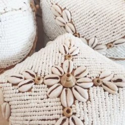 My Bliss Home Paniers Et Corbeilles Boîtes Balinaises Blanches Avec Coquillage Lot De 3 -Accessoires de cheminée Soldes boites balinaises blanches avec coquillage lot de 3 4