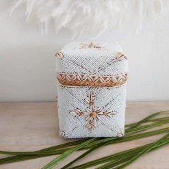 My Bliss Home Paniers Et Corbeilles Boîtes Balinaises Blanches Lot De 3 -Accessoires de cheminée Soldes boites balinaises blanches lot de 3 3