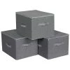 Calicosy Boîtes De Rangement Grises Pliables Avec Poignées Et Couvercle -H25 Cm -Accessoires de cheminée Soldes boites de rangement grises pliables avec poignees et couvercle h25 cm
